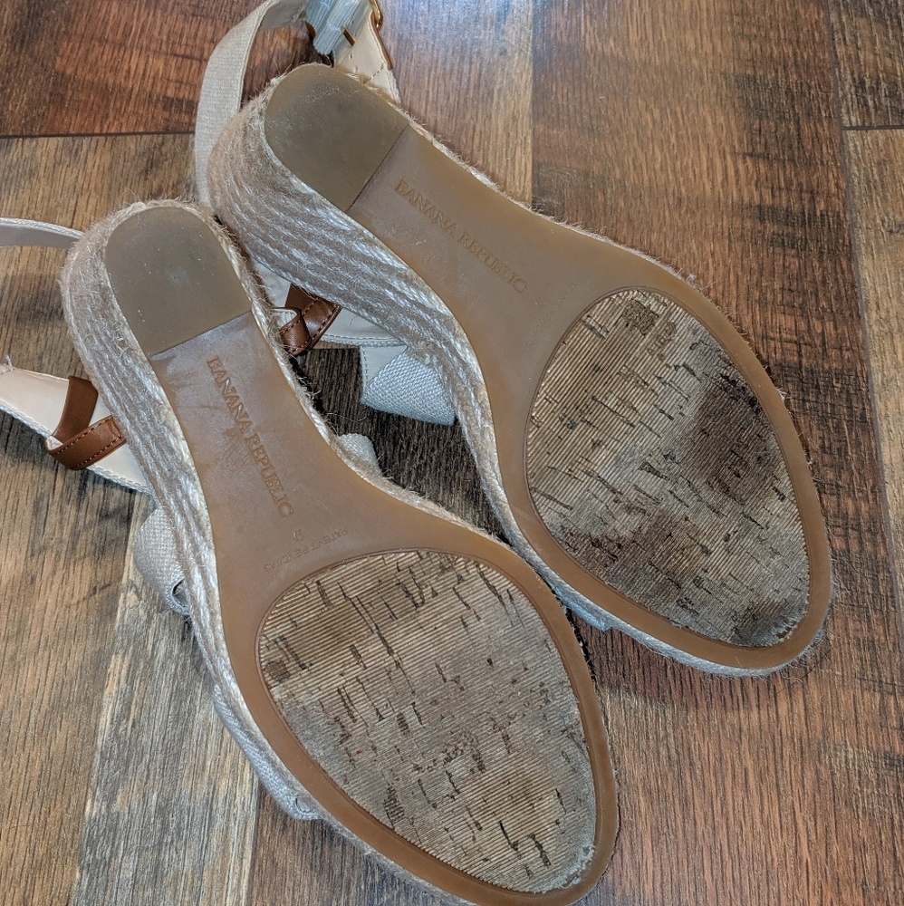 BANANA REPUBLIC FLAX WEDGE JUTE ESPADRILLE SANDAL - Picture 4 of 8